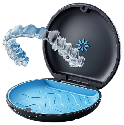 Alinhador transparente Invisalign em seu estojo